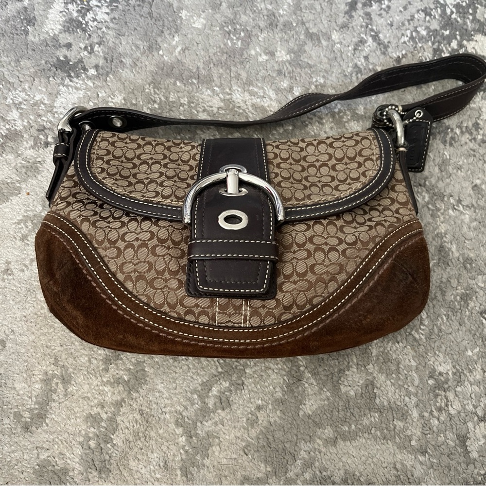 Coach Brown Shoulder Bag with Woven Pattern